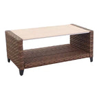 Courtyard Casual Costa Mesa 5-teiliges Sofa- und Couchtisch-Set – Braun Ein Sofa, zwei Club Chairs, ein Beistelltisch und ein Couchtisch