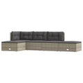 vidaXL Garden Lounge Set Grey PE rattan, Powder-coated steel 5-Piece Set