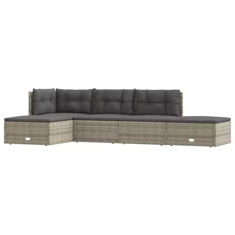 vidaXL Garden Lounge Set Grey PE rattan, Powder-coated steel 5-Piece Set