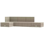 vidaXL Garten-Loungeset Grau PE-Rattan, pulverbeschichteter Stahl 5-teiliges Set