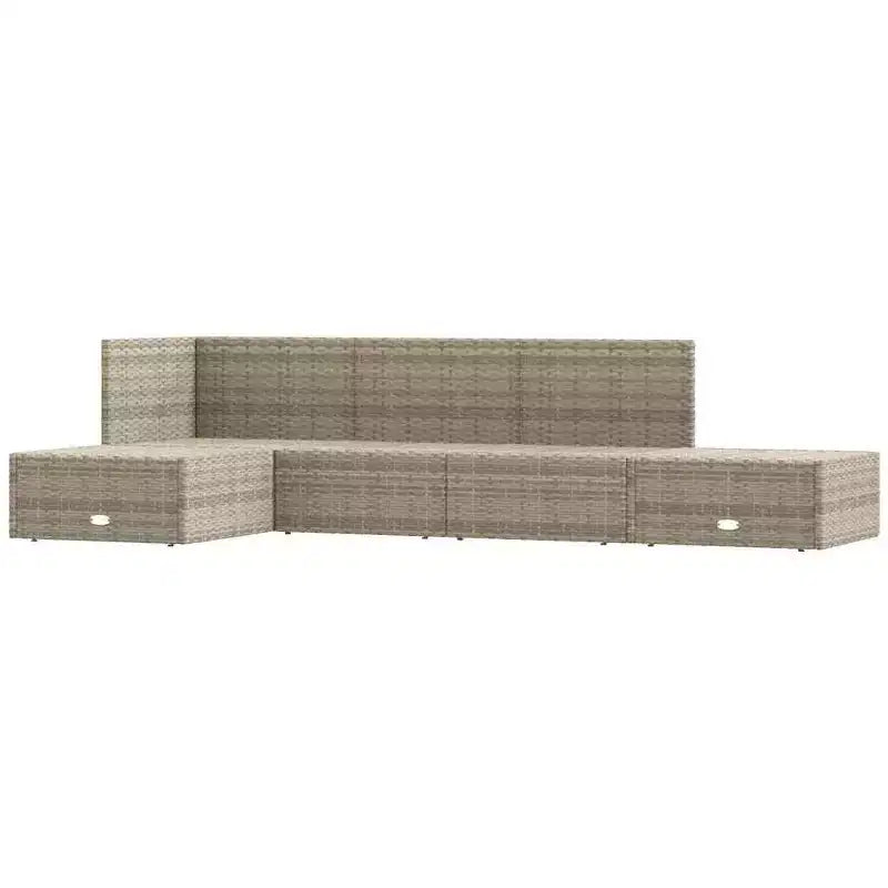 vidaXL Garten-Loungeset Grau PE-Rattan, pulverbeschichteter Stahl 5-teiliges Set