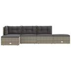 vidaXL Garten-Loungeset Grau PE-Rattan, pulverbeschichteter Stahl 5-teiliges Set
