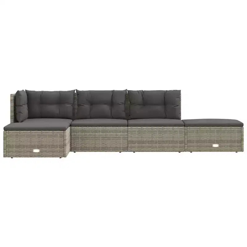 vidaXL Garten-Loungeset Grau PE-Rattan, pulverbeschichteter Stahl 5-teiliges Set