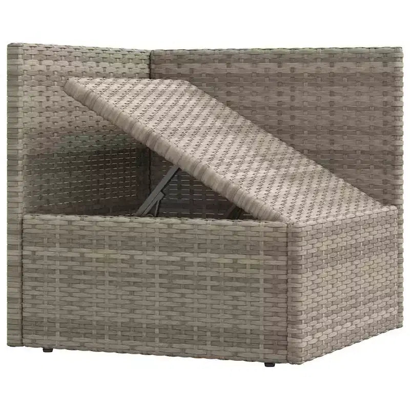 vidaXL Garten-Loungeset Grau PE-Rattan, pulverbeschichteter Stahl 5-teiliges Set