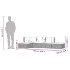 vidaXL Garten-Loungeset Grau PE-Rattan, pulverbeschichteter Stahl 5-teiliges Set