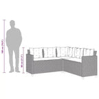 vidaXL Gartensofa Schwarz Polyrattan, pulverbeschichteter Stahl, massives Akazienholz