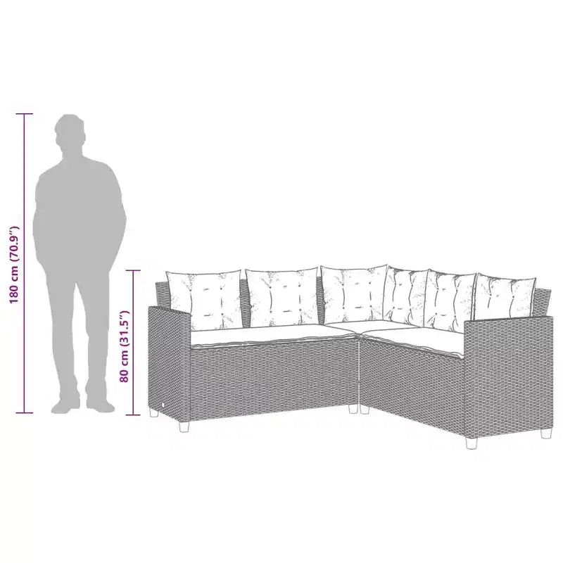 vidaXL Gartensofa Schwarz Polyrattan, pulverbeschichteter Stahl, massives Akazienholz