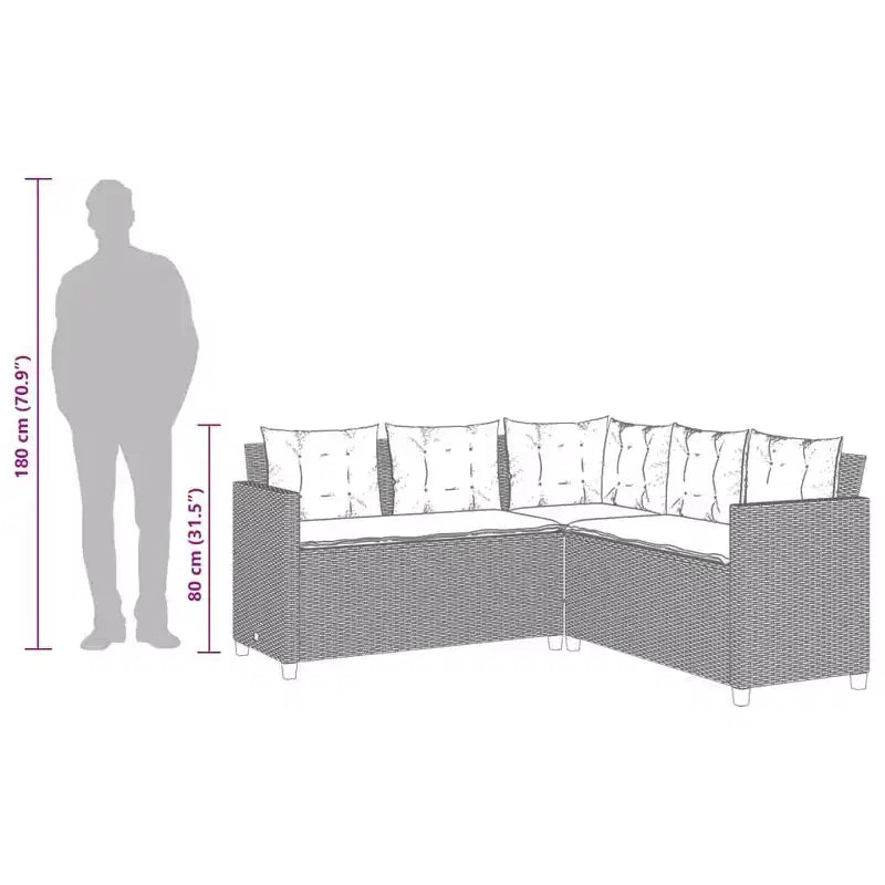 vidaXL Gartensofa Schwarz Polyrattan, pulverbeschichteter Stahl, massives Akazienholz