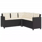 vidaXL Gartensofa Schwarz Polyrattan, pulverbeschichteter Stahl, massives Akazienholz