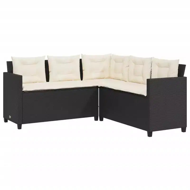 vidaXL Gartensofa Schwarz Polyrattan, pulverbeschichteter Stahl, massives Akazienholz