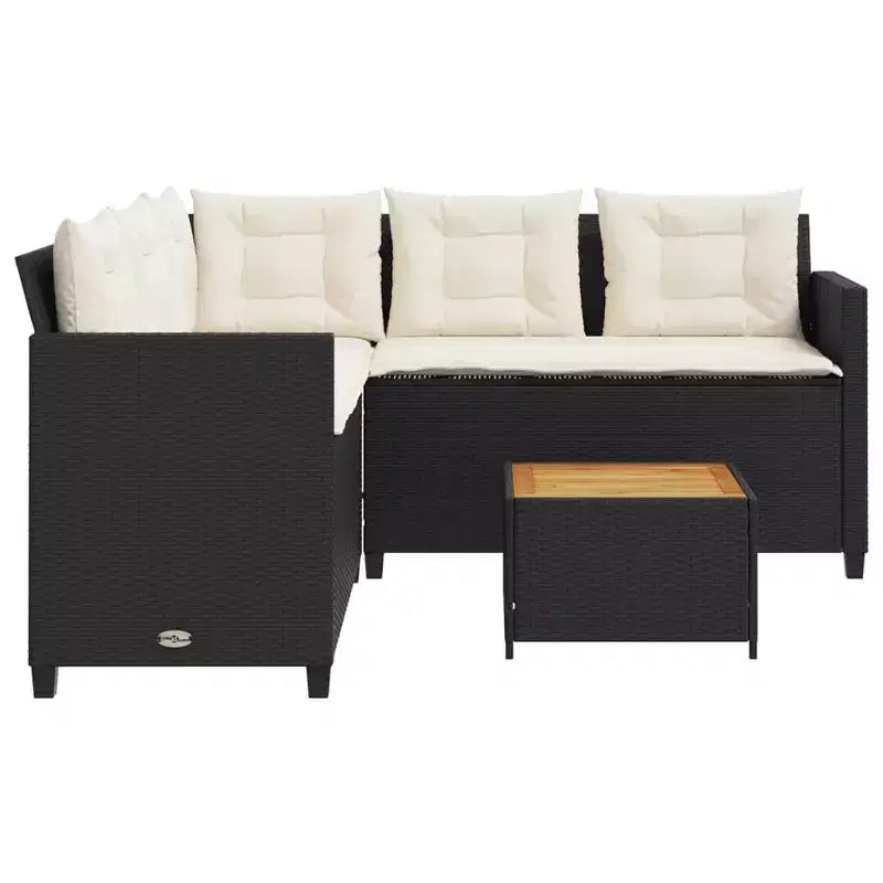 vidaXL Gartensofa Schwarz Polyrattan, pulverbeschichteter Stahl, massives Akazienholz