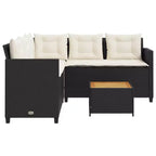 vidaXL Gartensofa Schwarz Polyrattan, pulverbeschichteter Stahl, massives Akazienholz