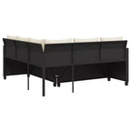 vidaXL Gartensofa Schwarz Polyrattan, pulverbeschichteter Stahl, massives Akazienholz
