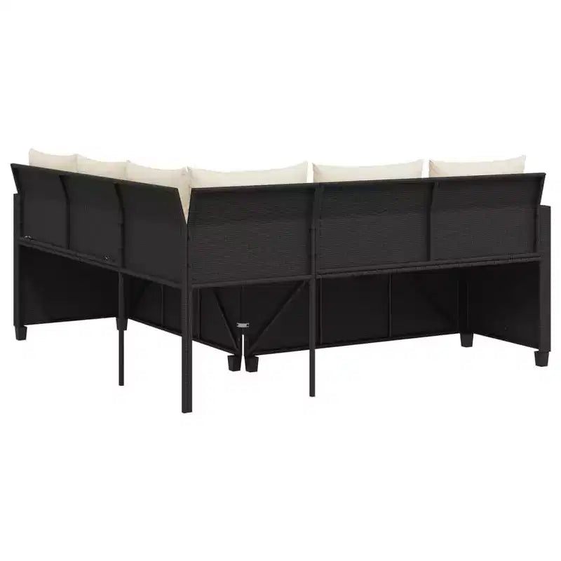 vidaXL Gartensofa Schwarz Polyrattan, pulverbeschichteter Stahl, massives Akazienholz