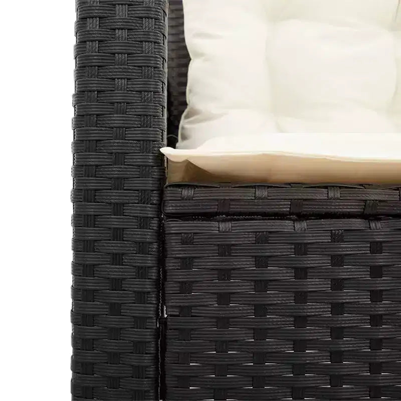 vidaXL Gartensofa Schwarz Polyrattan, pulverbeschichteter Stahl, massives Akazienholz