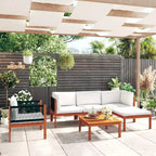 vidaXL Akazienholz Garten-Lounge-Set mit Kissen-Creme-Ideal für Garten, Terrasse & Wohnzimmer-Inklusive Sofa, Sessel, Fußstütze, Tisch