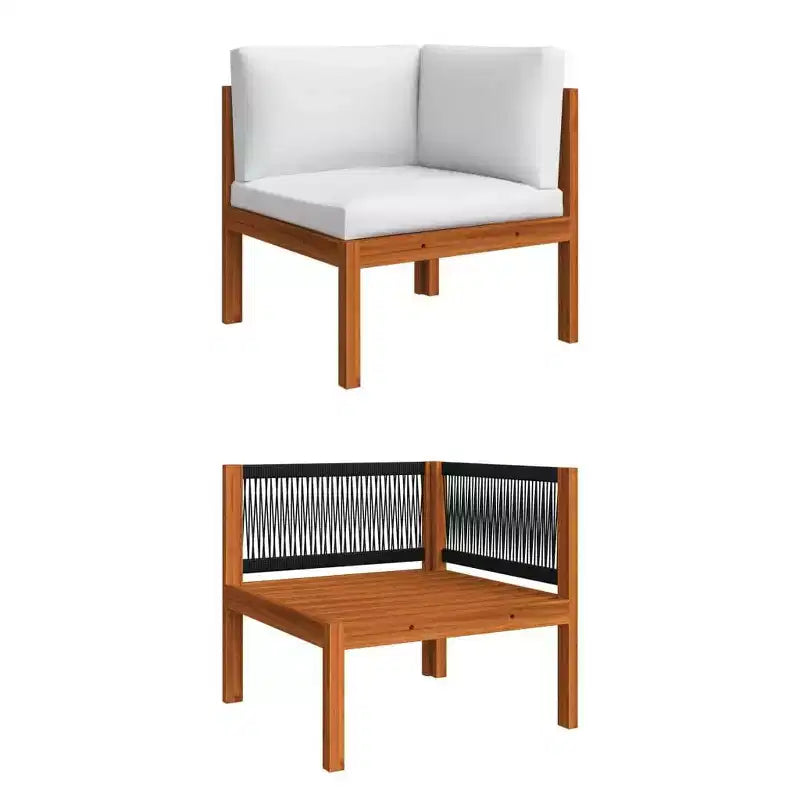 vidaXL 4-teiliges Loungeset aus massivem Akazienholz, langlebig und witterungsbeständig mit cremefarbenen Kissen für höchsten Komfort