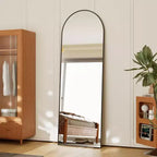 57x22 Full Length Mirror, Wall Mirrors Hanging or Leaning Arched-Top Full Body Mirror with Stand for Bedroom, Dressing Room, Black