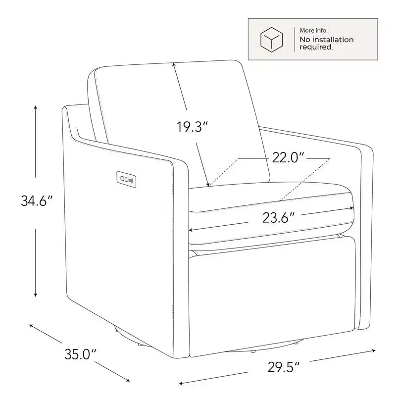 Spruce & Spring Elektrischer Akzentsessel mit Power-Schwenkfunktion, wandnah, mit Fußstütze