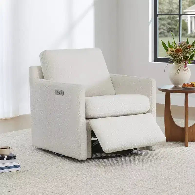 Spruce & Spring Power Swivel Accent Chair Wall Hugger with Electric Footrest
