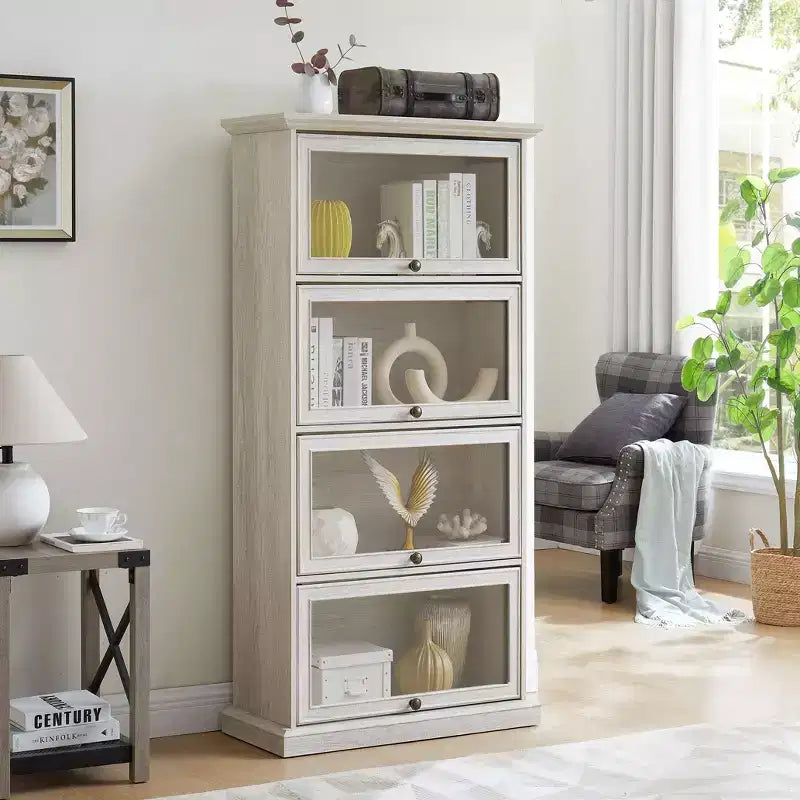 Okak Moderne freistehende Vitrine Bücherregal Multifunktionales Bücherregal, Aufbewahrungsorganisator Ausstellungsständer für Wohnzimmer, Büro