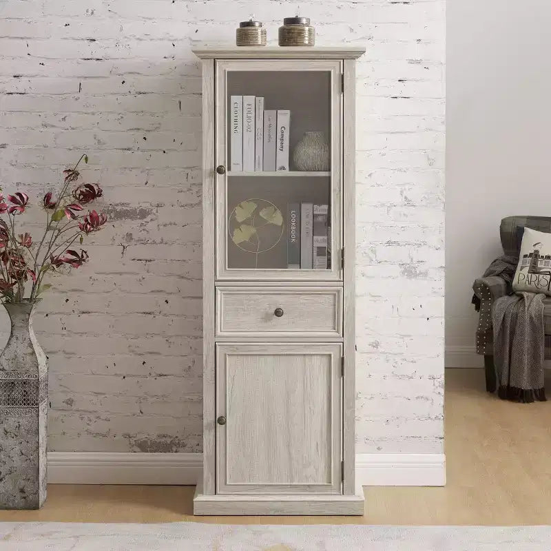 Okak Moderne freistehende Vitrine Bücherregal Multifunktionales Bücherregal, Aufbewahrungsorganisator Ausstellungsständer für Wohnzimmer, Büro