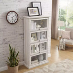 Okak Moderne freistehende Vitrine Bücherregal Multifunktionales Bücherregal, Aufbewahrungsorganisator Ausstellungsständer für Wohnzimmer, Büro