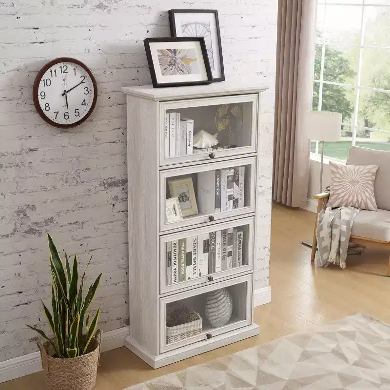 Okak Moderne freistehende Vitrine Bücherregal Multifunktionales Bücherregal, Aufbewahrungsorganisator Ausstellungsständer für Wohnzimmer, Büro