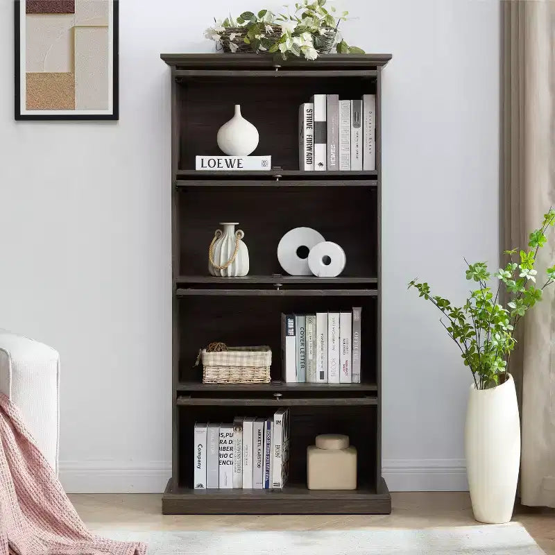 Okak Moderne freistehende Vitrine Bücherregal Multifunktionales Bücherregal, Aufbewahrungsorganisator Ausstellungsständer für Wohnzimmer, Büro