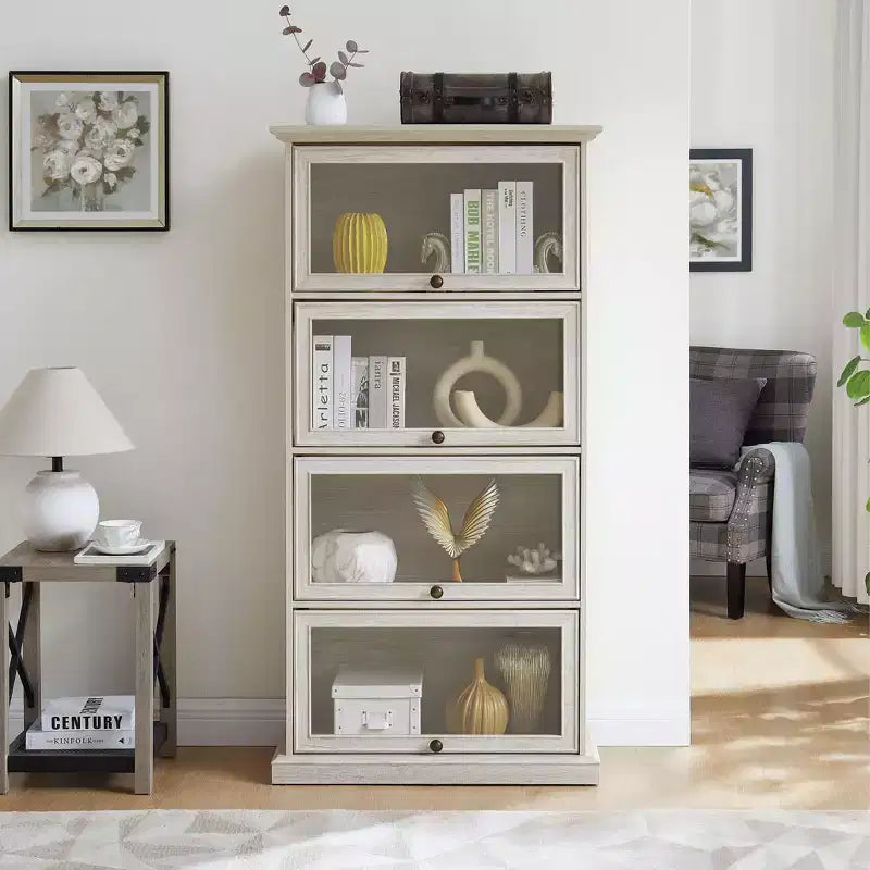 Okak Modern Free-Standing Showcase Display Bookshelf Multifunctional Bookcase,Storage Organizer Display Stand for Living Room,Office