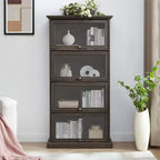 Okak Moderne freistehende Vitrine Bücherregal Multifunktionales Bücherregal, Aufbewahrungsorganisator Ausstellungsständer für Wohnzimmer, Büro