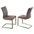 Chintaly Imports,Contemporary Cantilever Side Chair Highlight Stitching - Set of 2