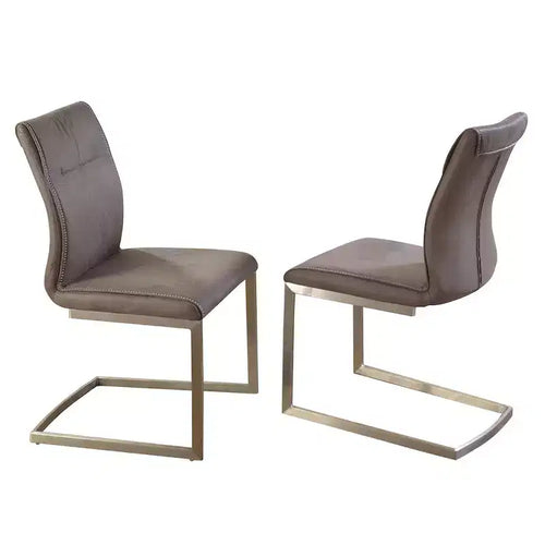 Chintaly Imports,Contemporary Cantilever Side Chair Highlight Stitching - Set of 2