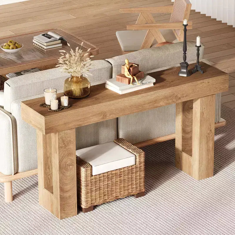 63 Zoll langer Konsolentisch – Sofatisch für hinter das Sofa, rechteckiger Bauernhaus-Holztisch für Eingangsbereich, Flur, Wohnzimmer