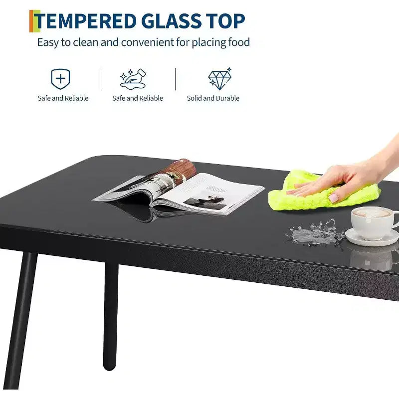 Acekool 3-teiliges Terrassenmöbel-Set mit 2 PE-Rattanstühlen & Liebessitz, Couchtisch mit Glasplatte, Outdoor-Sitzgelegenheiten mit Kissen für Balkon & Garten