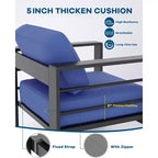 7-Sitzer Terrassenmöbel-Set aus Aluminium, 5-teiliges Outdoor-Sofa-Set, Ecksofa mit 4 Armlehnen und 5 dicken Kissen und Couchtisch