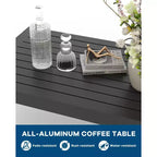 7-Sitzer Terrassenmöbel-Set aus Aluminium, 5-teiliges Outdoor-Sofa-Set, Ecksofa mit 4 Armlehnen und 5 dicken Kissen und Couchtisch