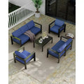 7 Seats Aluminum Patio Furniture Set, 5 Pieces Outdoor Sectional Conversation Set Sectional Sofa with 4 Armrest & 5 Thick Cushions & Coffee Table