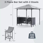 Costway 3-teiliges Terrassen-Barset mit 2 Barhockern, Bartisch aus gehärtetem Glas und Ablagefach