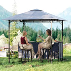 Costway 3-teiliges Terrassen-Barset mit 2 Barhockern, Bartisch aus gehärtetem Glas und Ablagefach
