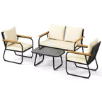 Costway 4/8-teiliges Terrassenmöbel-Set mit Couchtisch aus gehärtetem Glas und PE-Rattanstühlen