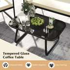 Costway 4/8-teiliges Terrassenmöbel-Set mit Couchtisch aus gehärtetem Glas und PE-Rattanstühlen