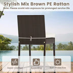 Costway 3-teiliges Outdoor Bar Set mit Bartisch und Stühlen aus Polyrattan mit Glasplatte