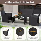 Costway 8-teiliges Terrassen-Sitzgruppen-Set mit Sitzkissen & Tischplatte aus gehärtetem Glas, Outdoor Rot/Schwarz/Off-White/Grau/Türkis/Navy