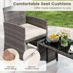 Costway 8-teiliges Terrassen-Sitzgruppen-Set mit Sitzkissen & Tischplatte aus gehärtetem Glas, Outdoor Rot/Schwarz/Off-White/Grau/Türkis/Navy