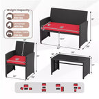 Costway 8-teiliges Terrassen-Sitzgruppen-Set mit Sitzkissen & Tischplatte aus gehärtetem Glas, Outdoor Rot/Schwarz/Off-White/Grau/Türkis/Navy