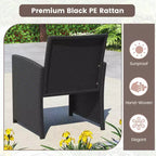 Costway 8-teiliges Terrassen-Sitzgruppen-Set mit Sitzkissen & Tischplatte aus gehärtetem Glas, Outdoor Rot/Schwarz/Off-White/Grau/Türkis/Navy