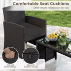 Costway 8-teiliges Terrassen-Sitzgruppen-Set mit Sitzkissen & Tischplatte aus gehärtetem Glas, Outdoor Rot/Schwarz/Off-White/Grau/Türkis/Navy
