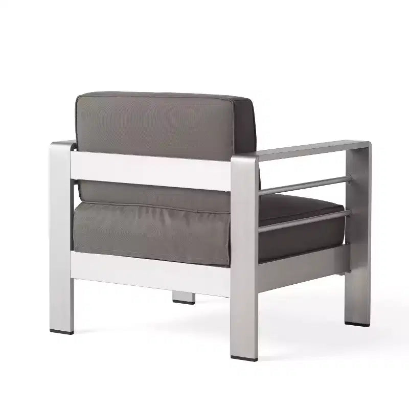 Christopher Knight Home Cape Coral Outdoor 7-Sitzer-Chat-Set aus Aluminium mit Feuertisch