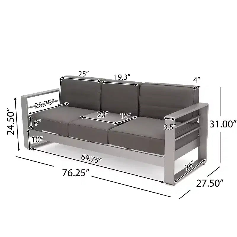 Christopher Knight Home Cape Coral Outdoor 7-Sitzer-Chat-Set aus Aluminium mit Feuertisch